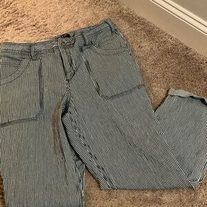 Baccini Blue and White Striped Ankle Jeans